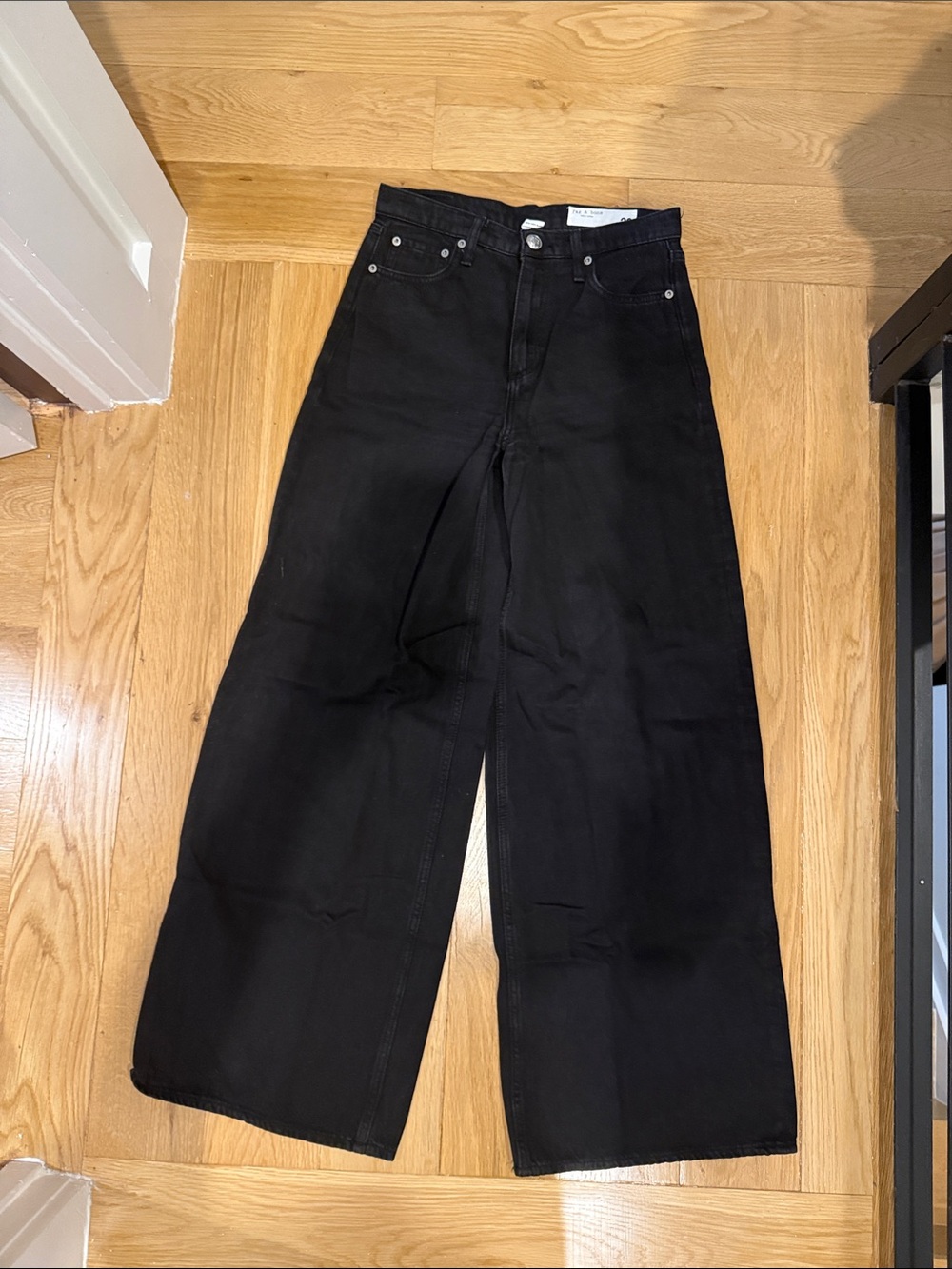 rag & bone Black Wide-Leg High-Rise Jeans